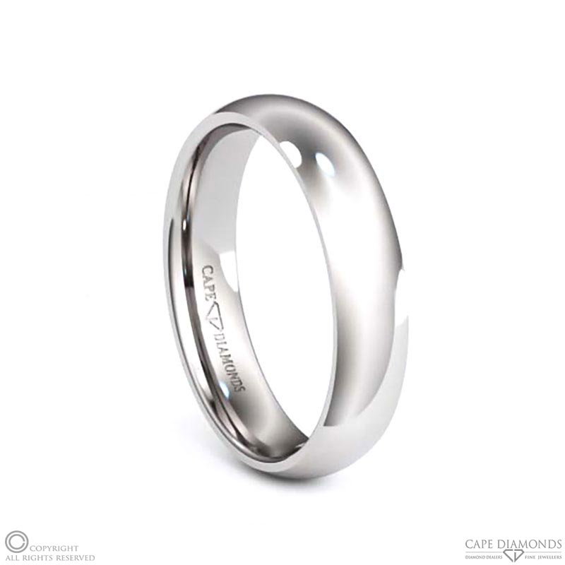 White Gold Rounded Polished Comfort-Fit 5 Mm X 1.1 Mm Gent’s Wedding Bands