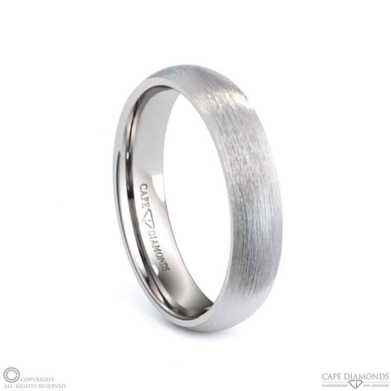White Gold Most Popular Brushed 5mm X 1.1mm Men’s Wedding Bands