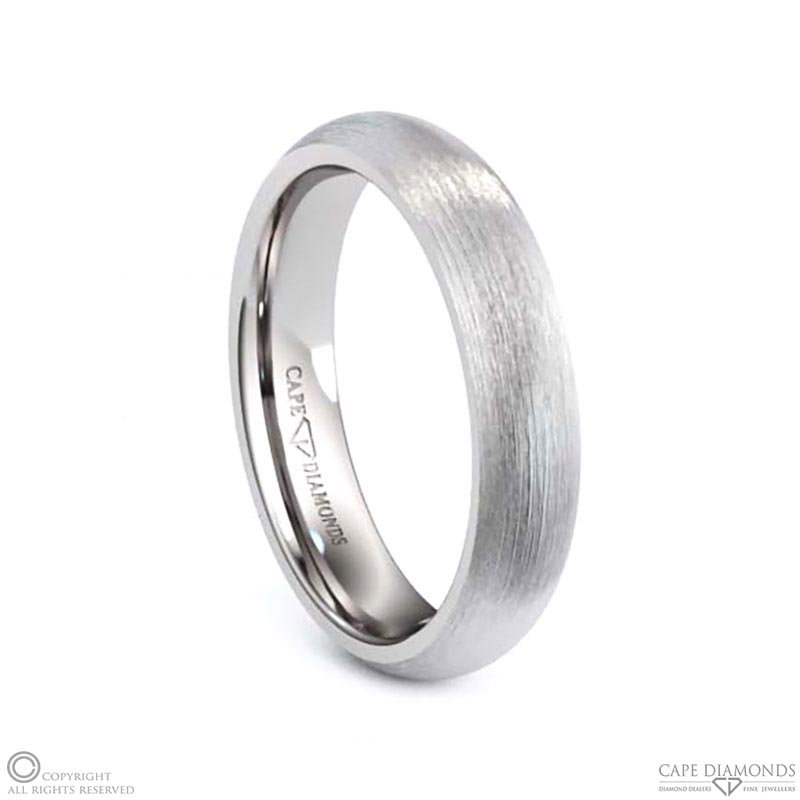 White Gold Traditional Half-Round Brushed Comfort-Fit 5 Mm X 1.3 Mm Men’s Wedding Bands