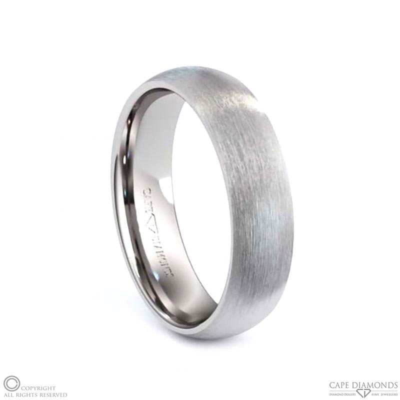 White Gold Best D-Shaped Brushed Comfort Fit 6 Mm X 1.3 Mm Men’s Wedding Rings