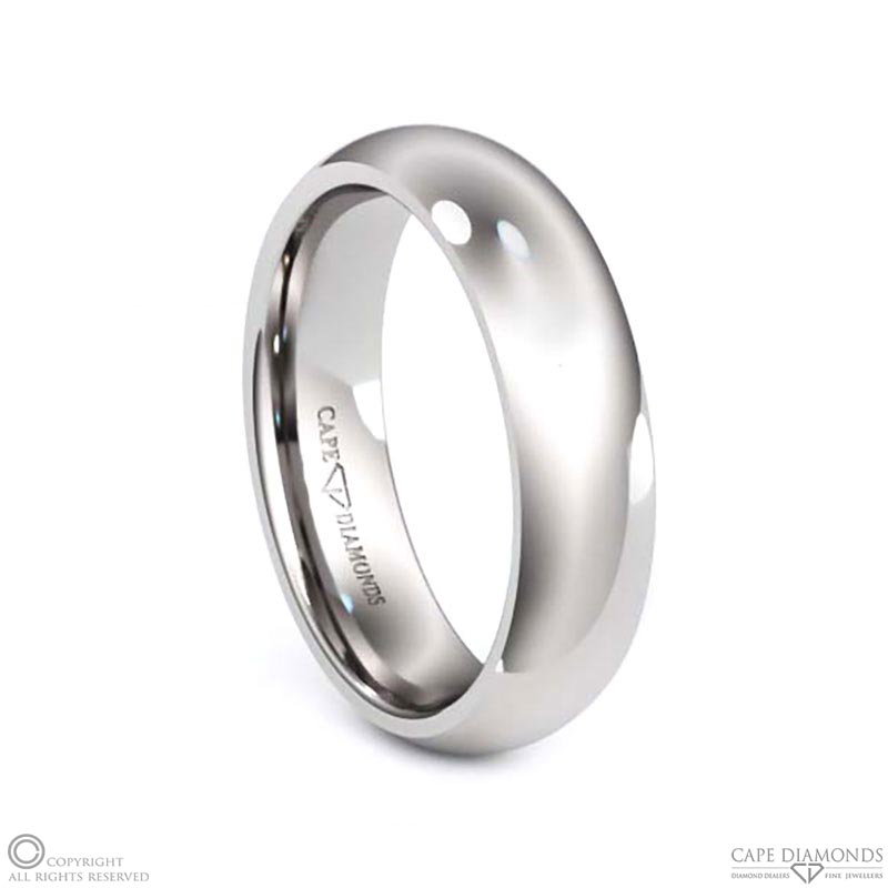 White Gold Half Rounded Polished, 6 Mm X 1.5 Mm Men’s Wedding Rings