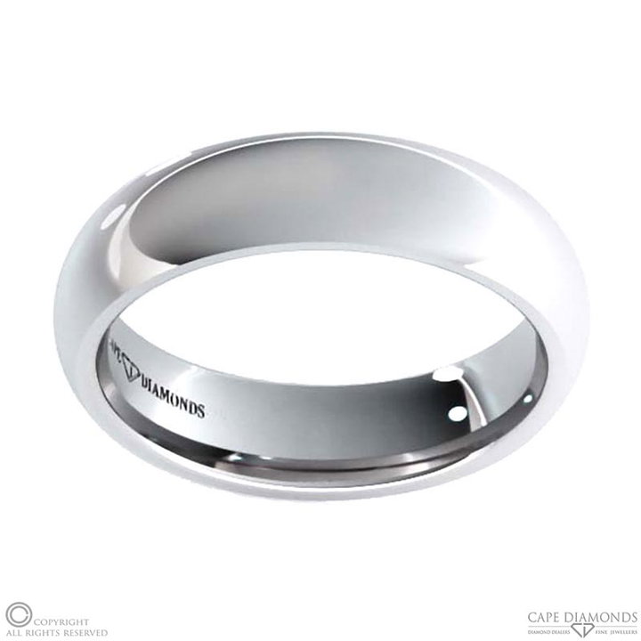 Platinum Half Rounded Polished, 6 Mm X 1.5 Mm Men’s Wedding Rings ...