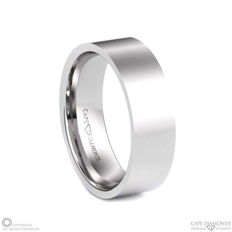 White Gold Best Flat Polished 7 Mm X Wide 1.3 Mm X Thick Men’s Wedding Rings