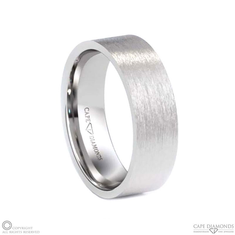 White Gold Flat Matte Comfort-Fit 7 Mm Wide Men’s Wedding Rings