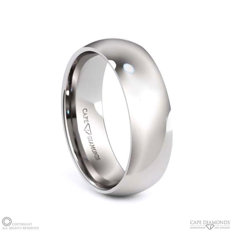 White Gold Flat Smooth Comfort Fit 7mm Wide X 1.3mm Thick Men’s Wedding Rings