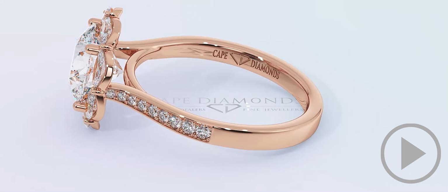 Round Cut Lab Grown Diamond Halo 8 Small Marquise Diamonds top video