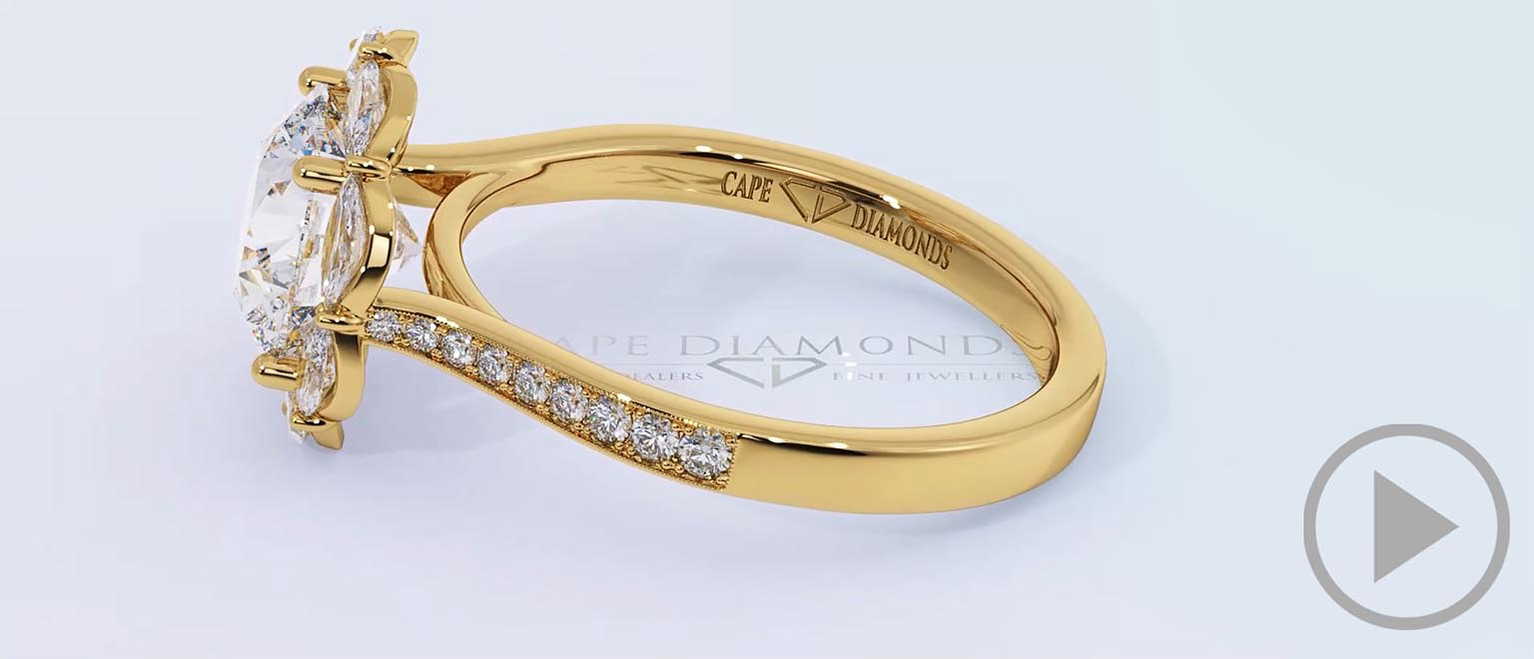 Round Cut Lab Grown Diamond Halo 8 Small Marquise Diamonds top video
