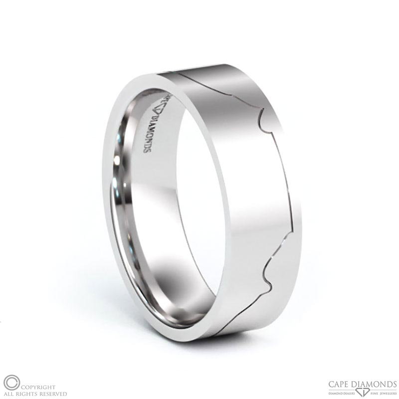 White Gold Cape Diamonds Table Mountain Comfort-Fit 7mm Wide Wedding Rings