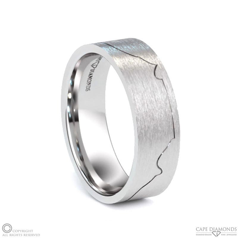 White Gold Best Brushed Table Mountain Rings 7mm Men’s Rings