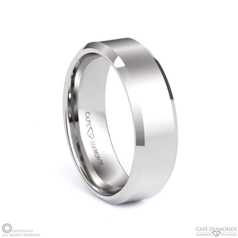 White Gold Most Popular Polished Comfort-Fit Bevelled Men’s Wedding Rings