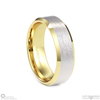 White Gold 2-Tone Brushed Yellow Gold Polished White Gold Beveled Men’s Wedding Rings.