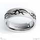 White Gold Tattoo Brushed Flat Comfort-Fit Men’s Wedding Rings