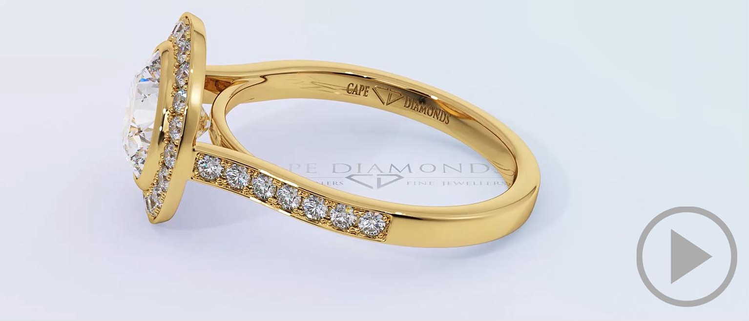 Tube Setting Lab Grown Diamond Engagement Ring Yellow Gold top video