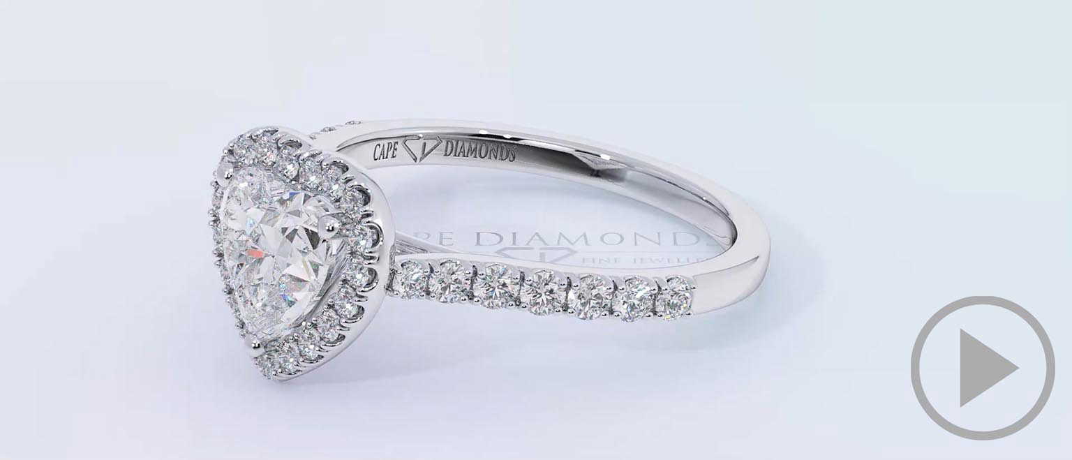 Heart Halo Natural Diamond Engagement Ring White Gold top video