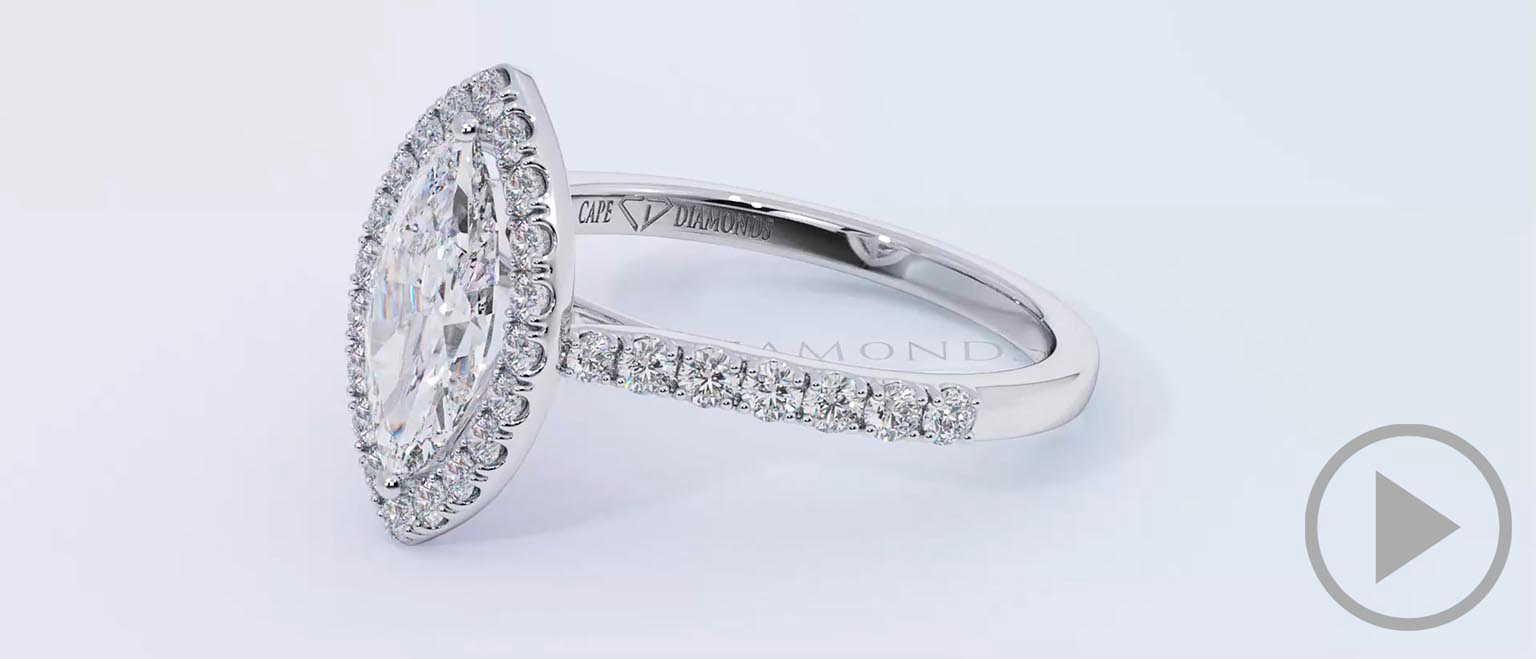 Marquise Halo Natural Diamond Engagement Ring White Gold top video