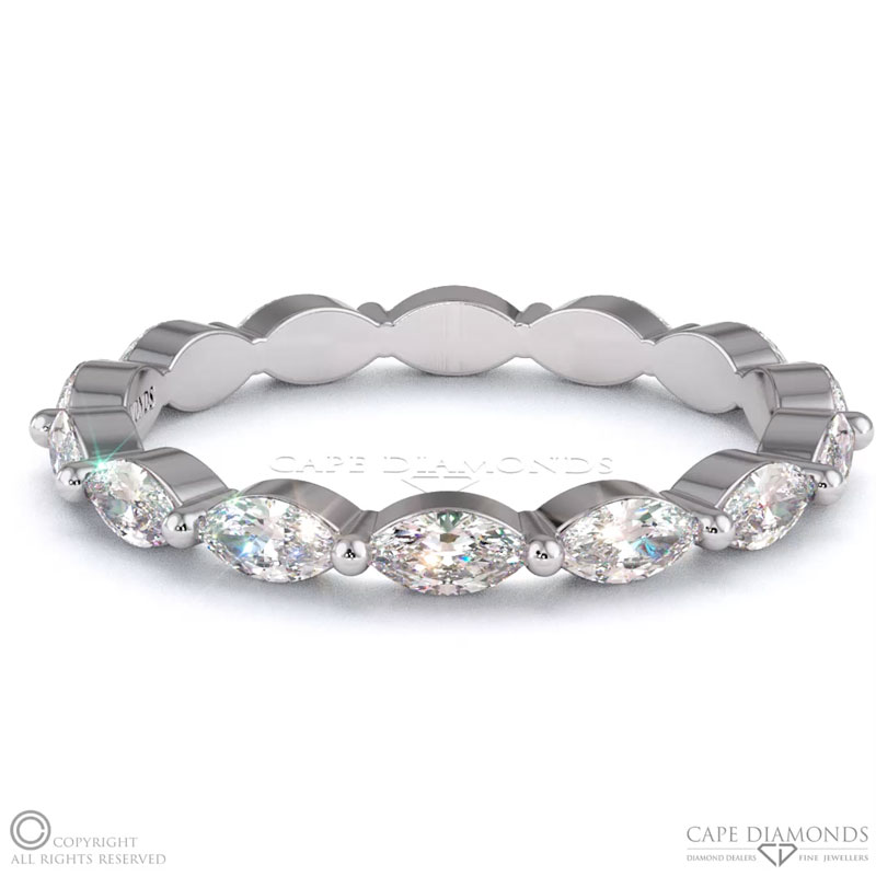 White Gold Womans Diamond Marquise Eternity Wedding Band