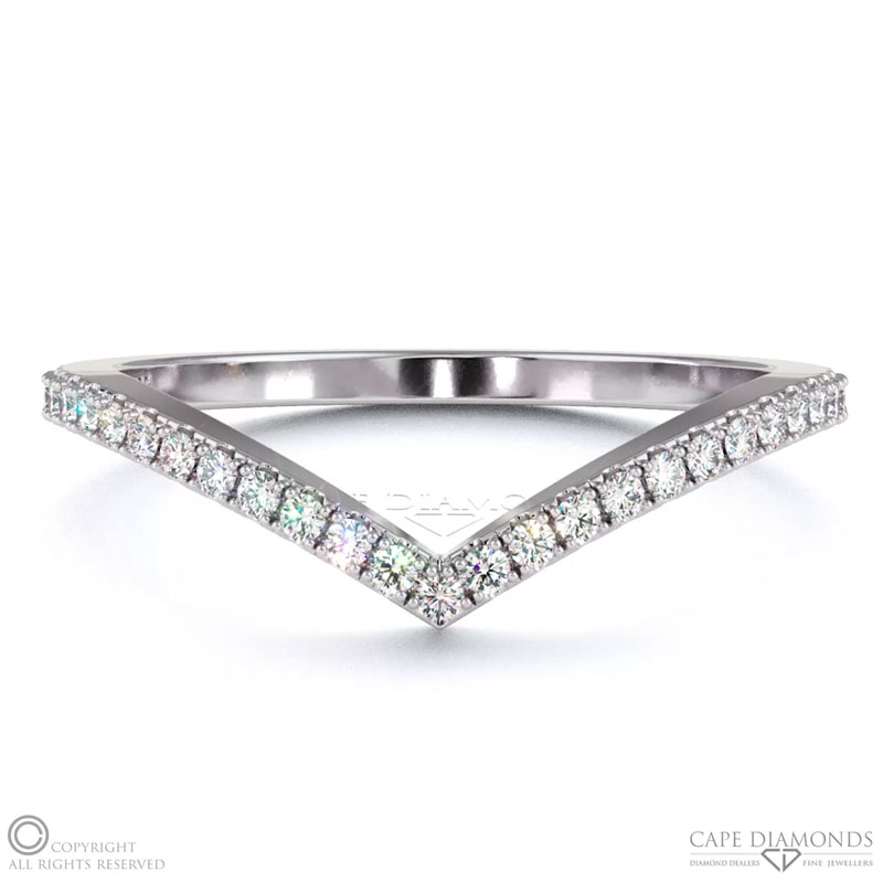 White Gold Womans Curved Half Eternity Round Diamond Wedding Band