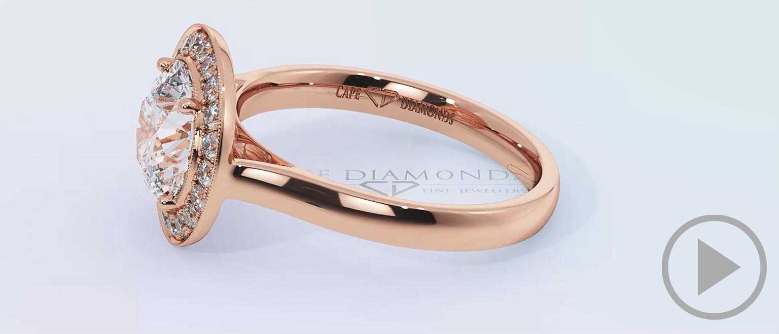Pave Tube Halo Lab Grown Diamond Engagement Ring Rose Gold top video
