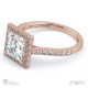unique princess cut lab grown diamond halo engagement ring rose gold with 9k rose gold metal and princess shape diamond