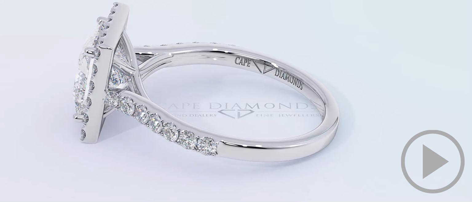 Unique Halo Twist Claws Natural Diamond Engagement Ring White Golds top video