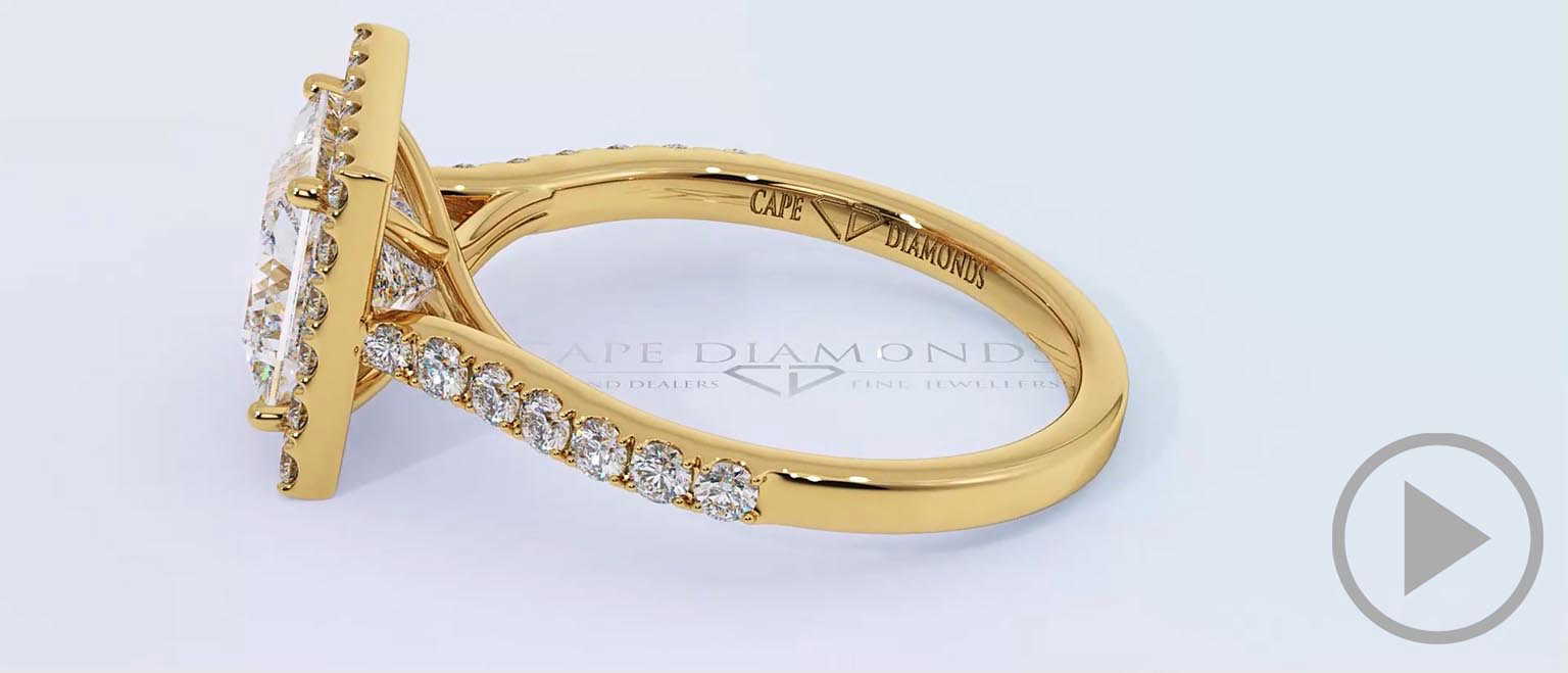 Unique Halo Twist Claws Natural Diamond Engagement Ring Yellow Golds top video