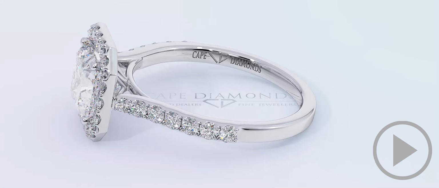 Wholesale Radiant Halo Lab Grown Diamond Engagement Ring White Gold top video