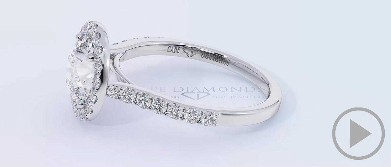 Flawless Floating Lab Grown Diamond Encrusted Halo Engagement Ring White Gold top video