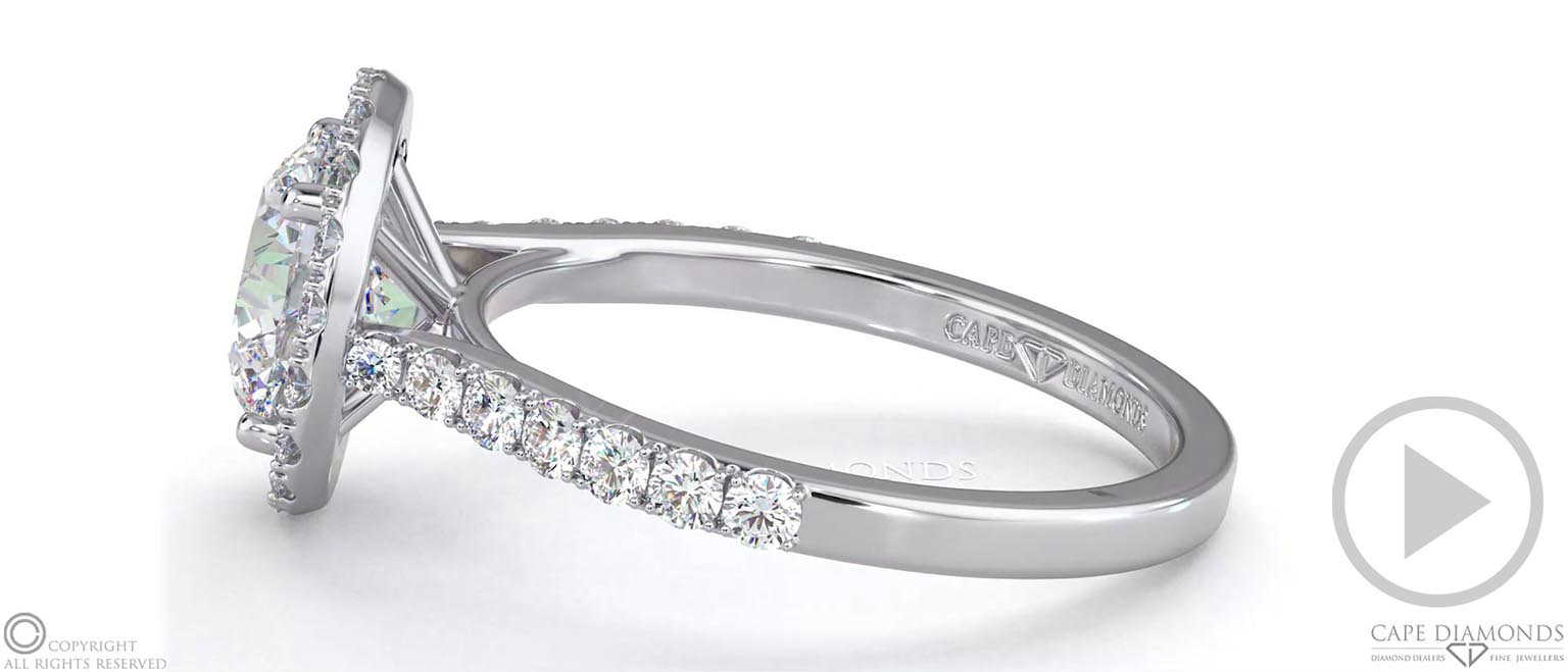 Round Natural Diamond Halo Cathedral Natural Diamond Engagement Ring White Gold With Pavé Side Natural Diamonds top video