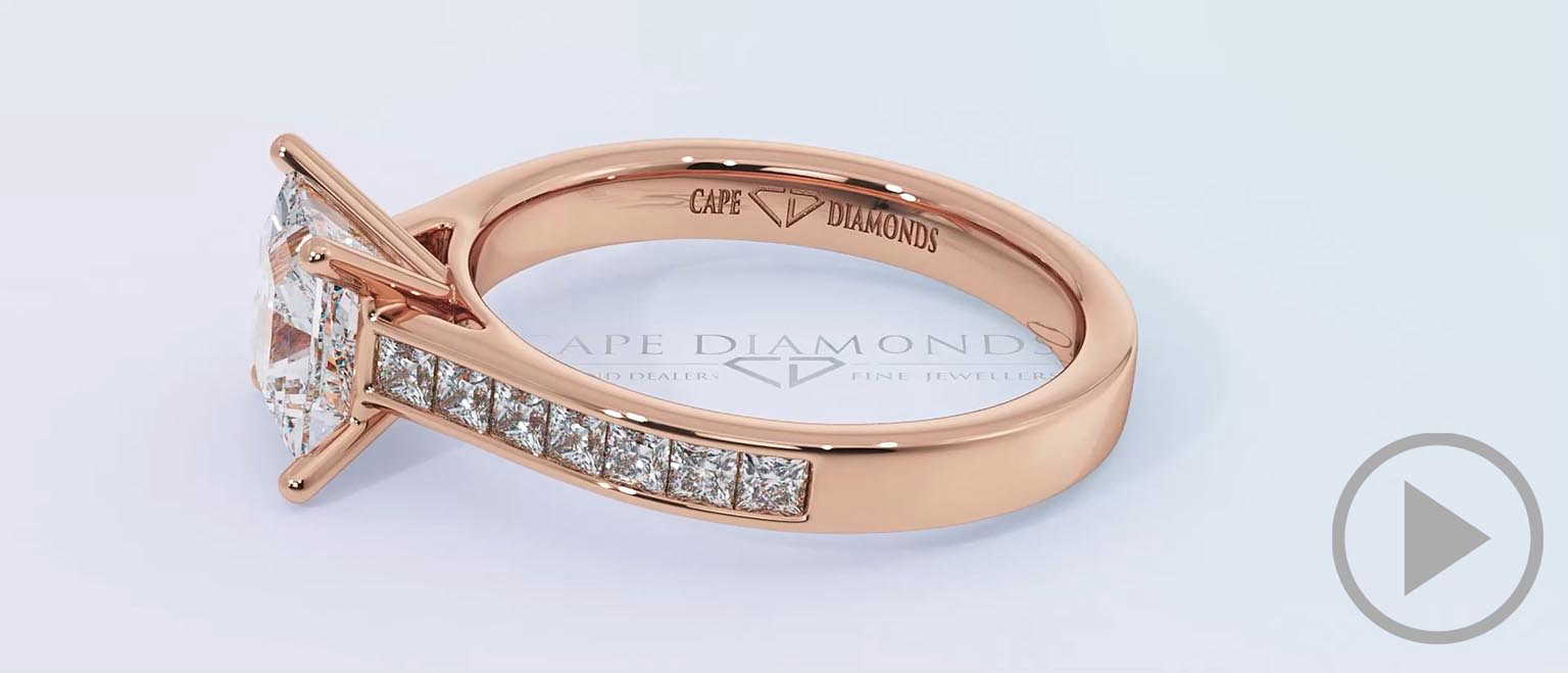 Princess Cut Lab Grown Diamond 4-Claw Setting Channel Princess Diamonds top video