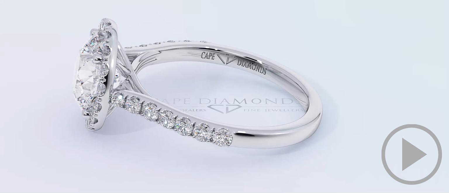 Twist Round Halo Natural Diamond Engagement Ring Platinum Side Natural Diamonds top video