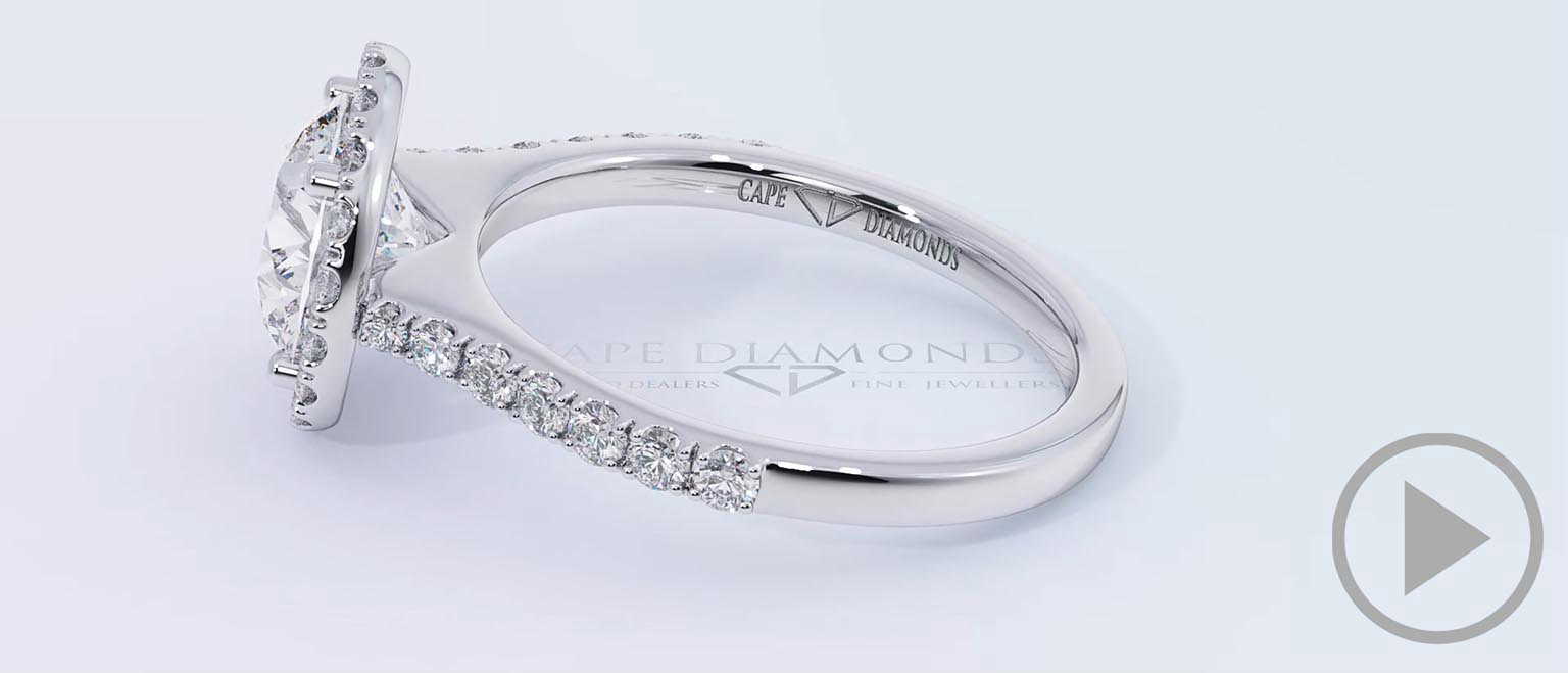 Round Halo Pave Natural Diamond Engagement Ring White Gold top video