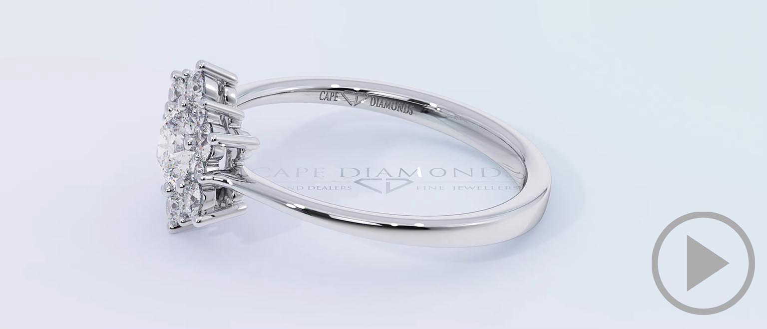 Snowflake Designed Halo Natural Diamond Engagement Ring White Gold top video