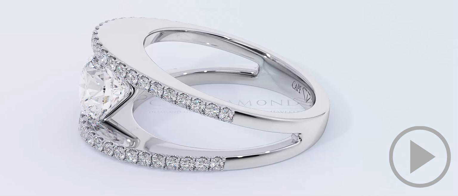 Pave’ Split Band Lab Grown Diamond Engagement Ring White Gold top video