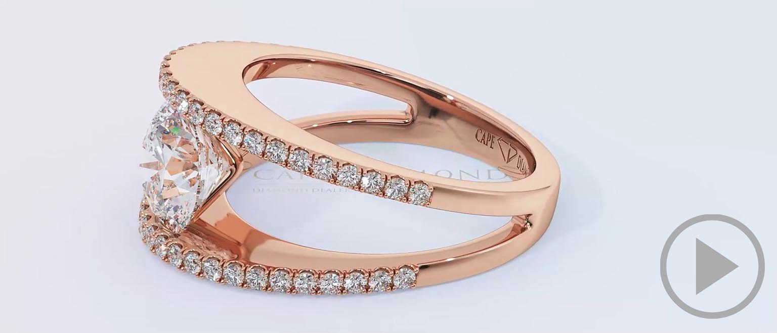 Pave’ Split Band Lab Grown Diamond Engagement Ring Rose Gold top video