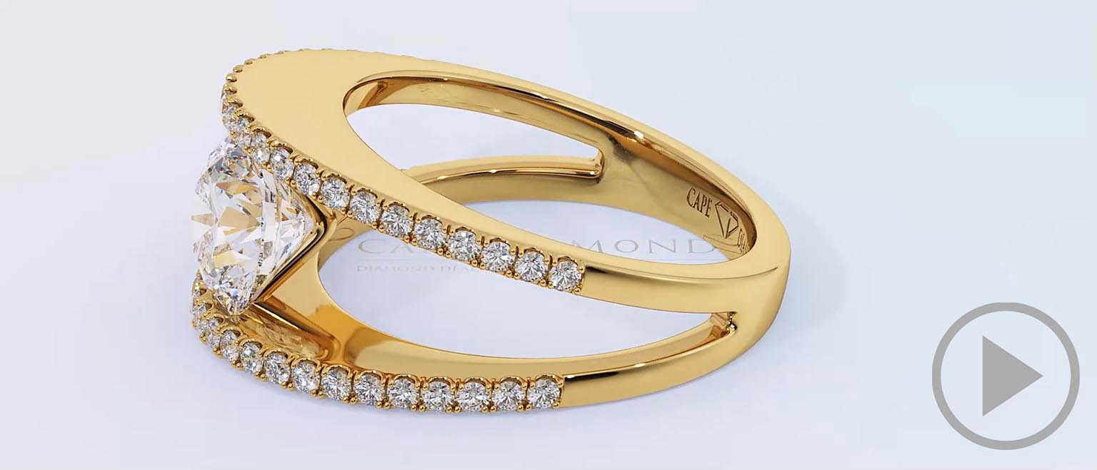 Pave’ Split Band Lab Grown Diamond Engagement Ring Yellow Gold top video