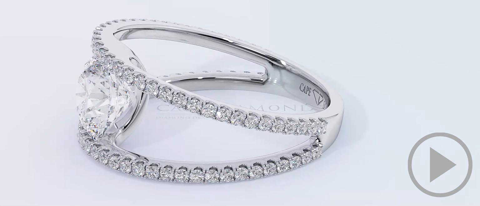 Contemporary Pavé Natural Diamond Split Band Engagement Ring Platinum top video