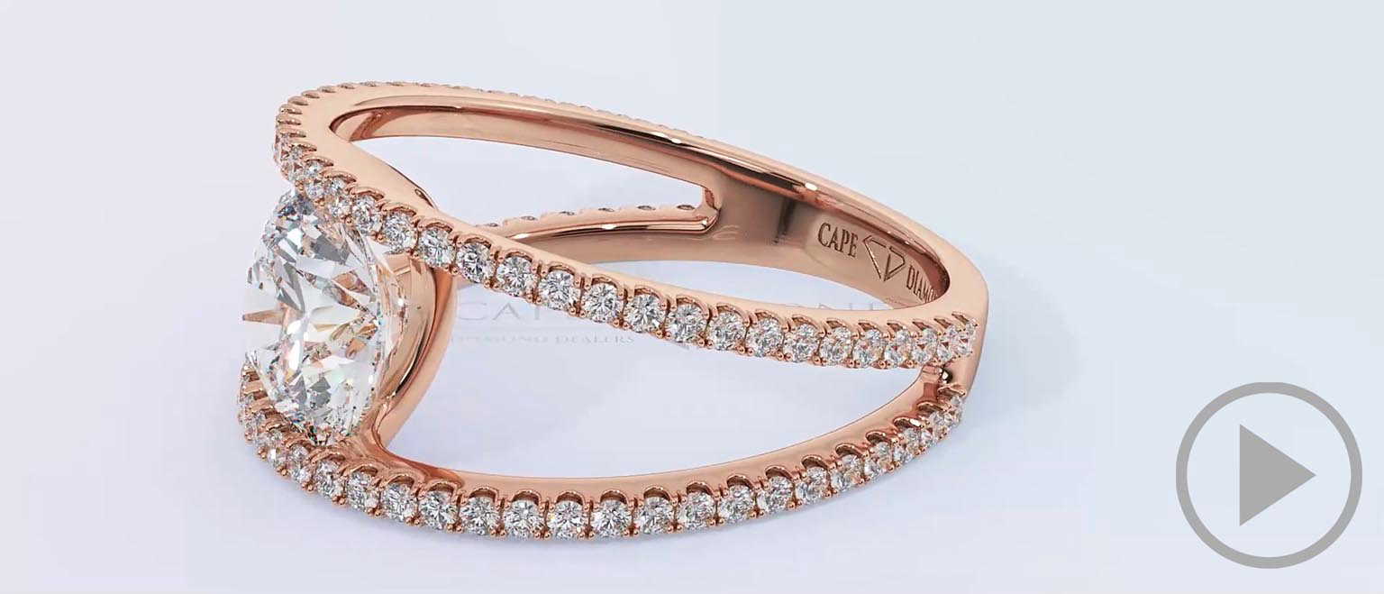 Contemporary Pavé Lab Grown Diamond Split Band Engagement Ring Rose Gold top video