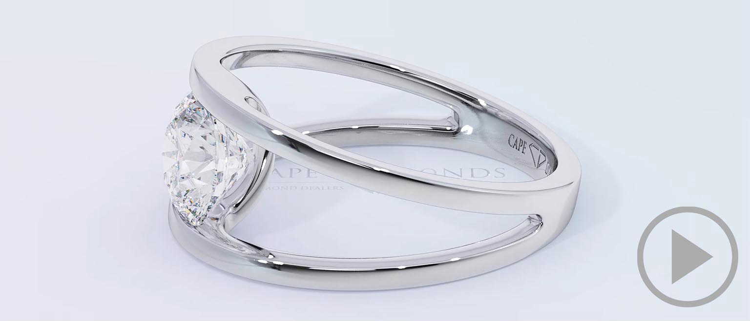 Split Band Natural Diamond Engagement Ring Platinum top video