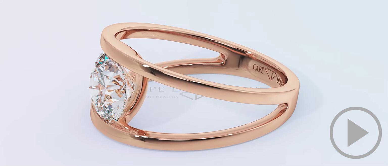 Split Band Lab Grown Diamond Engagement Ring Rose Gold top video