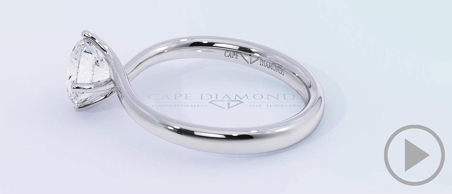 Four Claw Twist Natural Diamond Solitaire Engagement Ring White Gold top video