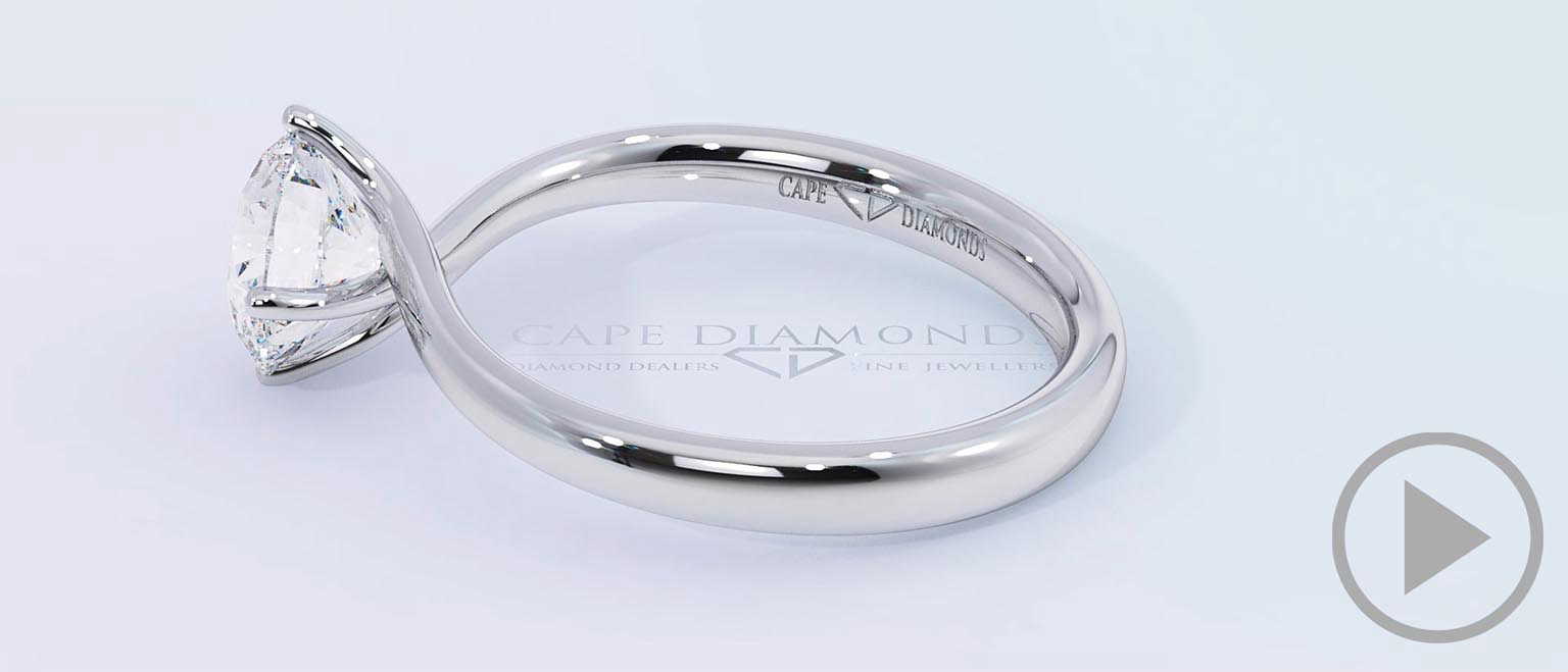Four Claw Twist Natural Diamond Solitaire Engagement Ring White Gold top video