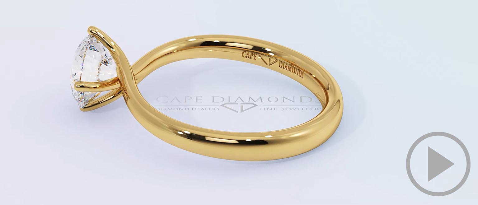 Four Claw Twist Lab Grown Diamond Solitaire Engagement Ring Yellow Gold top video