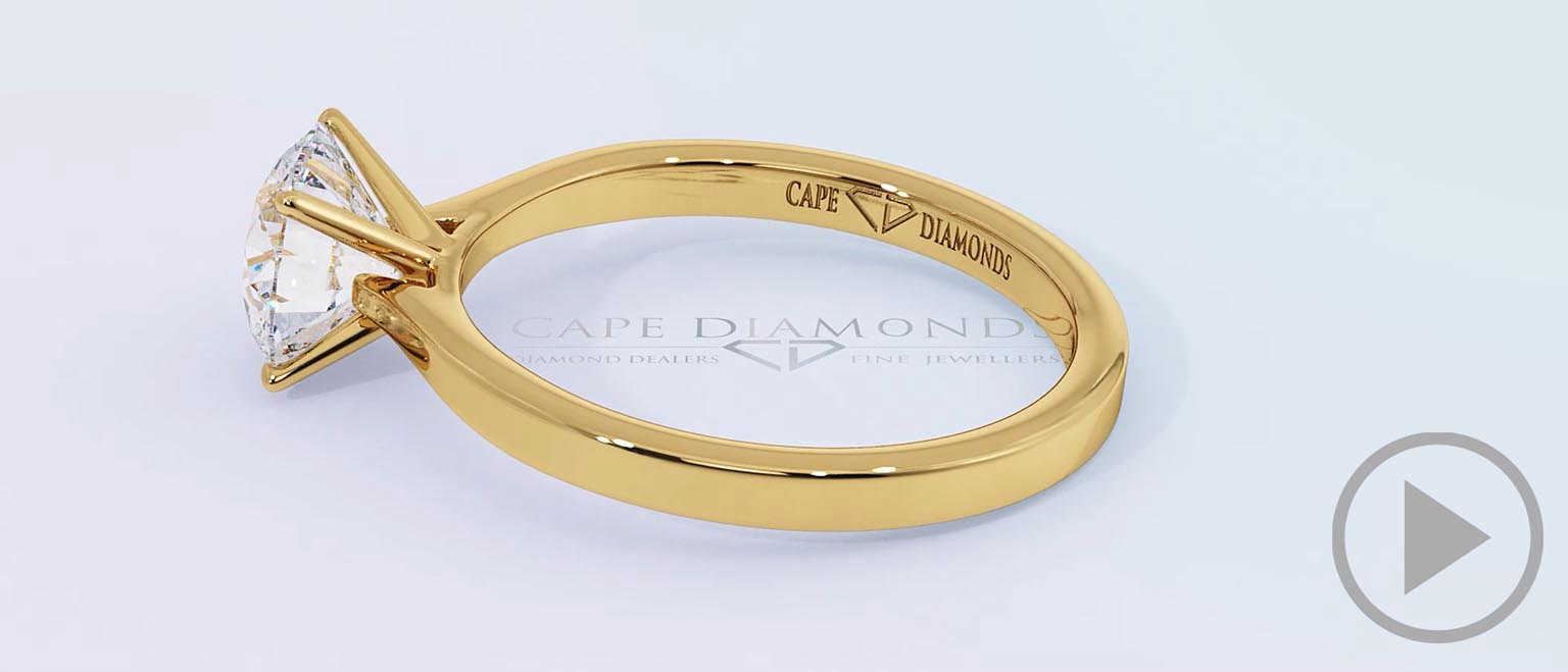 4 Claw Natural Diamond Engagement Ring Yellow Gold top video