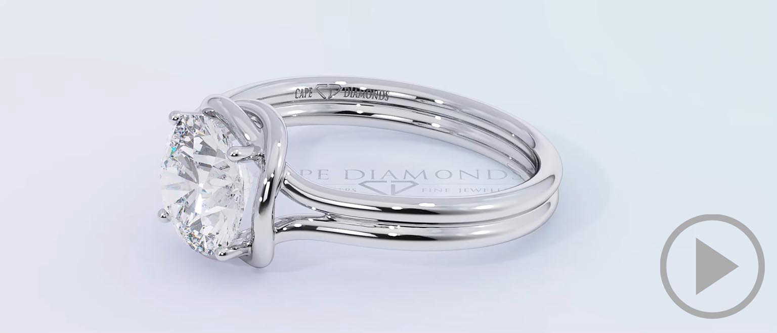Solitaire Knot Natural Diamond Engagement Ring White Gold top video