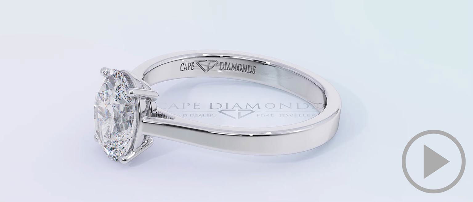 Stylish Oval Natural Diamond 4 Prong Solitaire Engagement Ring White Gold top video