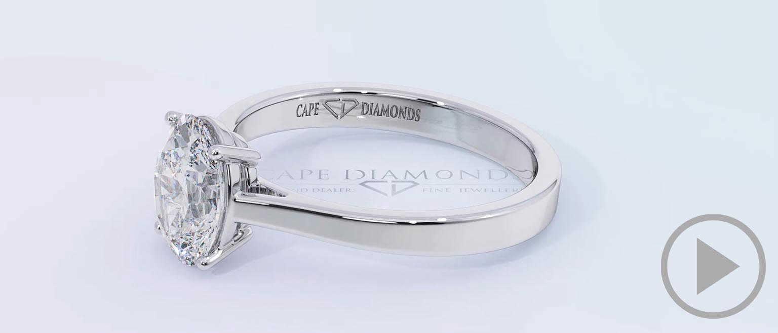 Stylish Oval Natural Diamond 4 Prong Solitaire Engagement Ring White Gold top video