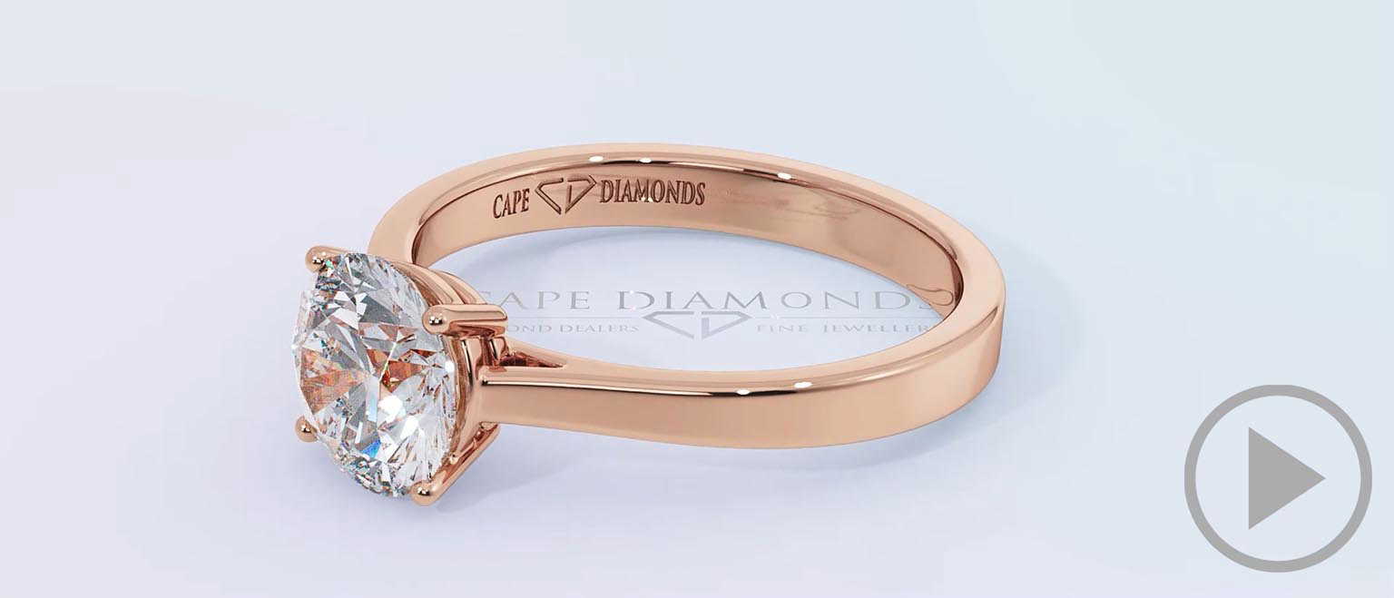 Four-Claw Round Solitaire Lab Grown Diamond Engagement Ring Rose Gold top video
