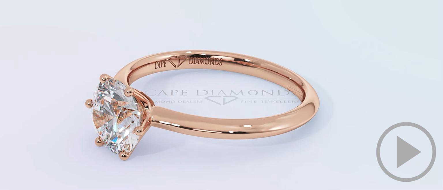 6 Claw Natural Diamond Engagement Ring Rose Gold top video