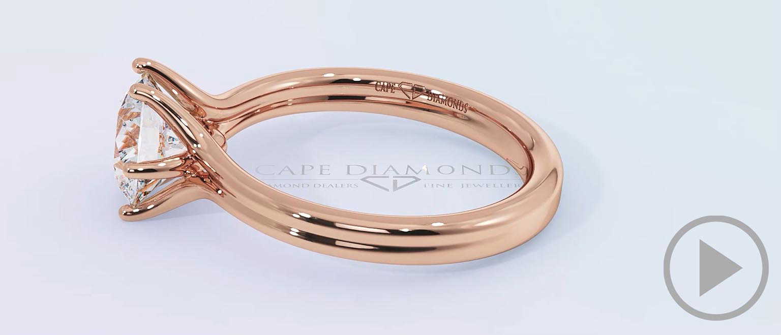 Six Claw Solitaire Lab Grown Diamond Engagement Ring Rose Gold top video