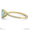 aquamarine heart side stone claw engagement ring yellow gold with 9k yellow gold metal and heart shape diamond